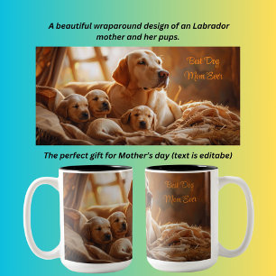 Beste Hond Moeder Ooit Labrador en pups Tweekleurige Koffiemok