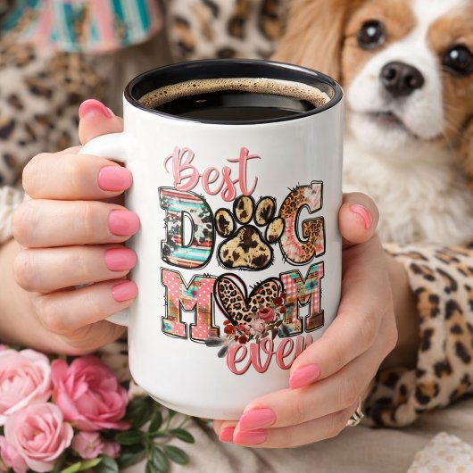 Beste Hond Moeder Ooit Lettering met Pootafdruk Mok