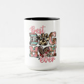 Beste Hond Moeder Ooit Lettering met Pootafdruk Mok (Midden)