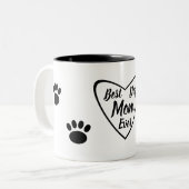 Beste hond moeder ooit met hond poten tweekleurige koffiemok (Voorkant links)