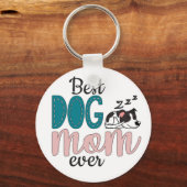 Beste hond moeder ooit met schattige slapende pupp sleutelhanger (Voorkant)