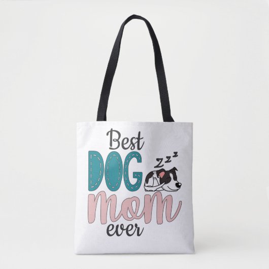 Beste hond moeder ooit met slapende puppy & pawpri tote bag (Voorkant)