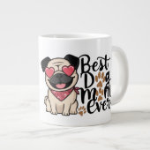 "Beste hond Moeder Ooit" personaliseren pug illust Grote Koffiekop (Voorkant rechts)