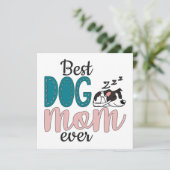 Beste hond moeder ooit w / schattige slapende pupp kaart (Staand voorkant)
