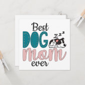 Beste hond moeder ooit w / schattige slapende pupp kaart (Voorkant / Achterkant in situ)