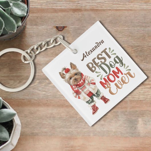 Beste Hond Moeder Ooit Yorkie Custom Sleutelhanger
