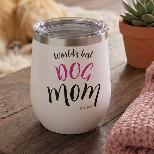 Beste Hond Moeder Oprichtingsjaar Wit Roze Over de