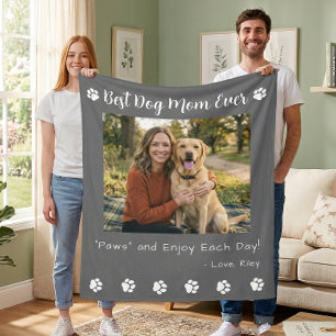 Beste hond-moeder poten grijs huisdier foto fleece deken