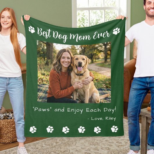 Beste hond-moeder poten groene huisdier foto fleece deken