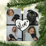Beste Hond Mum | Fotocollage Metalen Ornament<br><div class="desc">Niets zegt 'BEST DOG MUM' zo mooi als dit prachtige fotocollage kerstornament. Kies vier van je favoriete afbeeldingen en personaliseer deze unieke souvenir. Kleuren,  letterstijlen,  het is allemaal aan jou. Een perfecte kous stuffer die haar zeker zal herinneren aan haar harige vriend elke kerst.</div>