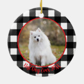 Beste hond ooit Aangepaste naam geruite kerst  Keramisch Ornament (Achterkant)