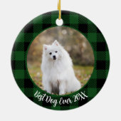 Beste Hond Ooit Aangepaste Naam Groene Kerstmis Keramisch Ornament (Achterkant)