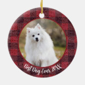 Beste Hond Ooit Aangepaste Naam Kersthuisdier Cade Keramisch Ornament (Achterkant)