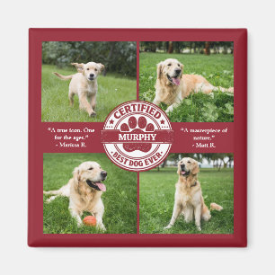 Beste Hond Ooit Foto Collage Rood Magneet