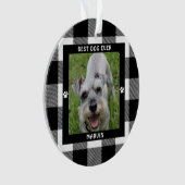 BESTE HOND OOIT Foto Zwart en Wit Buffalo Check Ornament (voorkant)