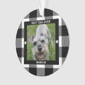 BESTE HOND OOIT Foto Zwart en Wit Buffalo Check Ornament (voorkant)