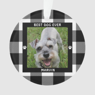 BESTE HOND OOIT Foto Zwart en Wit Buffalo Check Ornament