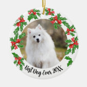 Beste hond ooit Kerstmis Pet Gift of Memorial Keramisch Ornament (Voorkant)