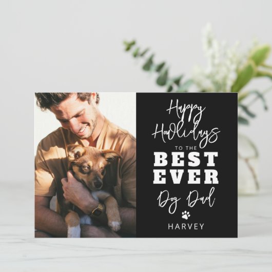 Beste hond ooit pap | Foto Feestdagenkaart (Staand voorkant)