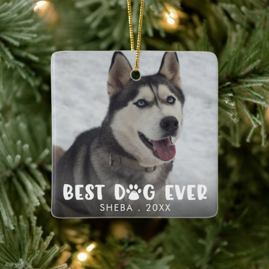 BESTE HOND OOIT Pootafdruk Persoonlijke foto Keramisch Ornament (Boom)