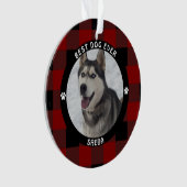 BESTE HOND OOIT Rood geruit Persoonlijk gemaakt Ornament (voorkant)