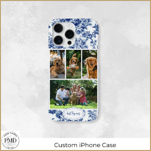 Beste Hond Ooit Vier Foto Bloemen Blauw Toile iPhone 16 Pro Max Hoesje
