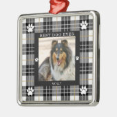 BESTE HOND OOIT Zwart Wit Tan Plaid Metalen Ornament (Links)