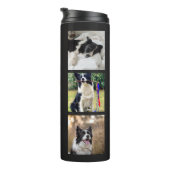 Beste Hond Pap | Fotocollage | Aangepast | Zwart Thermosbeker (Geroteerd rechts)