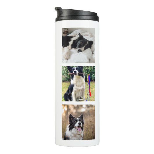 Beste Hond Pap | Fotocollage | Aangepaste naam Thermosbeker (Geroteerd rechts)