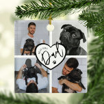 Beste Hond Pap | Fotocollage Metalen Ornament<br><div class="desc">Op zoek naar die perfecte kousenvuller deze kerst? Dit ornament is op maat gemaakt voor de hondenliefhebbende vader in je leven en heeft een fotocollage met vlekken voor vier van je favoriete afbeeldingen, een hart en de trots weergegeven titel 'BEST DOG DAD'. Het is niet zomaar een ornament, het is...</div>