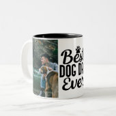Beste Hond Papa 2 Foto Dubbelzijdig Tweekleurige Koffiemok (Voorkant links)