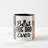 Beste Hond Papa 2 Foto Dubbelzijdig Tweekleurige Koffiemok (Center)