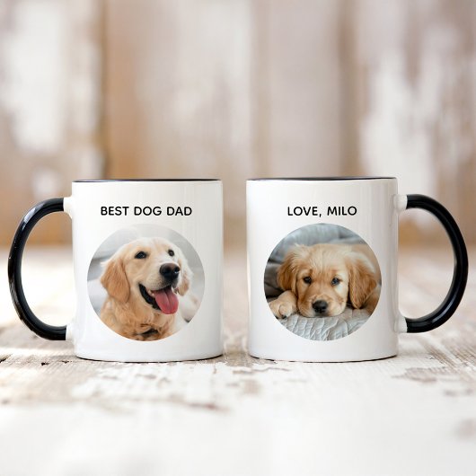 Beste Hond Papa 2 Foto Huisdier Naam Mok