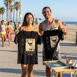 Beste Hond Papa Aangepaste Foto Los Angeles Zwart T-shirt