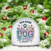 Beste Hond Papa Custom Naam Hond Foto Sneeuwbol (Kerstmis)