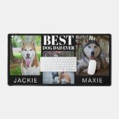 Beste Hond Papa Eenvoudige Drie Foto Collage Zwart Bureaumat (Keyboard & Muis)