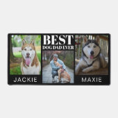 Beste Hond Papa Eenvoudige Drie Foto Collage Zwart Bureaumat (Voorkant)