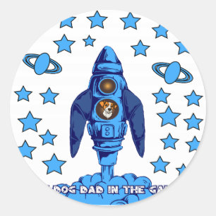 Beste Hond Papa In Het Melkweg Ruimteraket Grappig Ronde Sticker