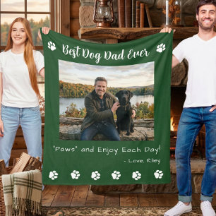 Beste Hond Papa Klauwen Groene Huisdier Foto Fleece Deken