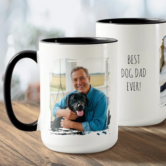 Beste hond papa ooit 2 aangepaste foto's modern mok