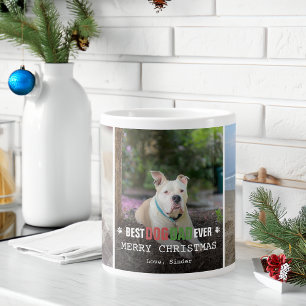 Beste hond papa ooit 3 foto's Kerstmis Grote Koffiekop