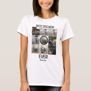 Beste hond papa ooit Aangepaste 9 foto collage T-shirt