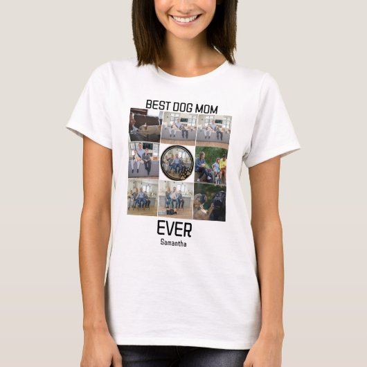 Beste hond papa ooit Aangepaste 9 foto collage T-shirt (Voorkant)