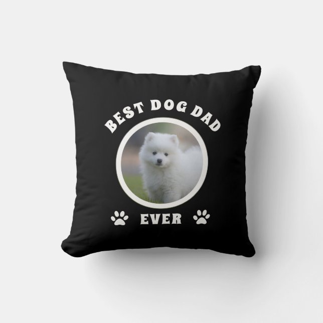 Beste hond papa ooit Aangepaste foto gepersonalise Kussen (Voorkant)