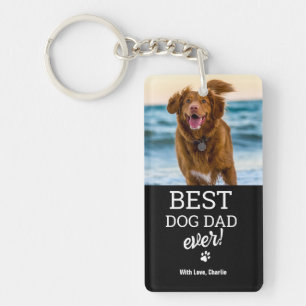 Beste hond papa ooit aangepaste foto gepersonalise sleutelhanger