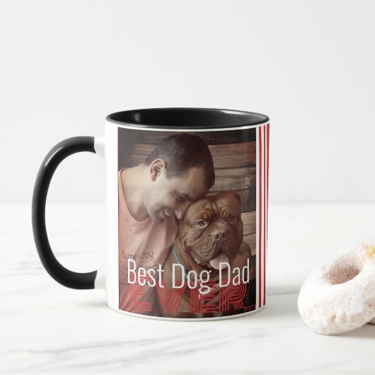 Beste hond papa ooit aangepaste foto hond naam mok (Met donut)