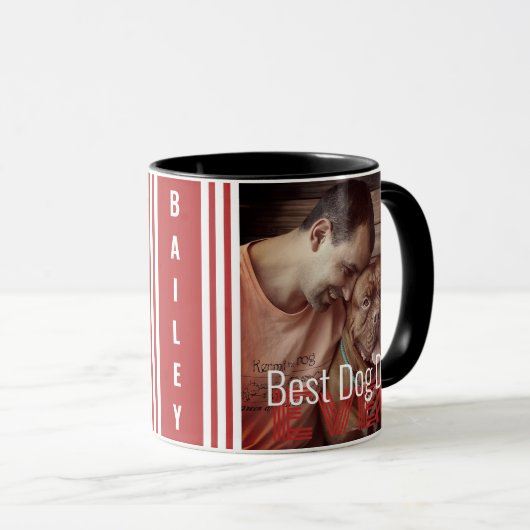Beste hond papa ooit aangepaste foto hond naam mok (Voorkant rechts)