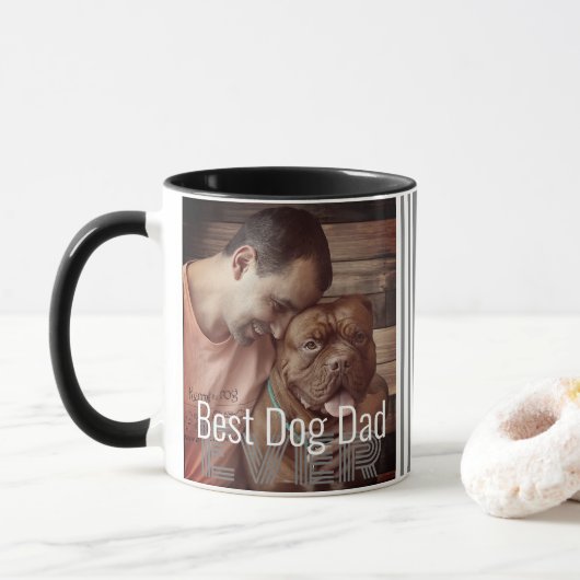 Beste hond papa ooit aangepaste foto hond naam mok (Met donut)