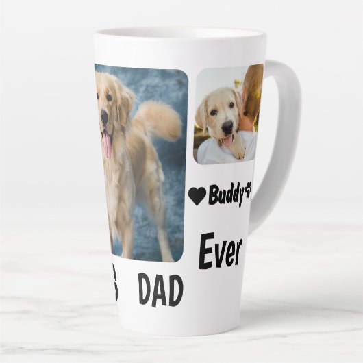 Beste hond papa ooit aangepaste moderne foto en ho latte mok (Rechterhoek)