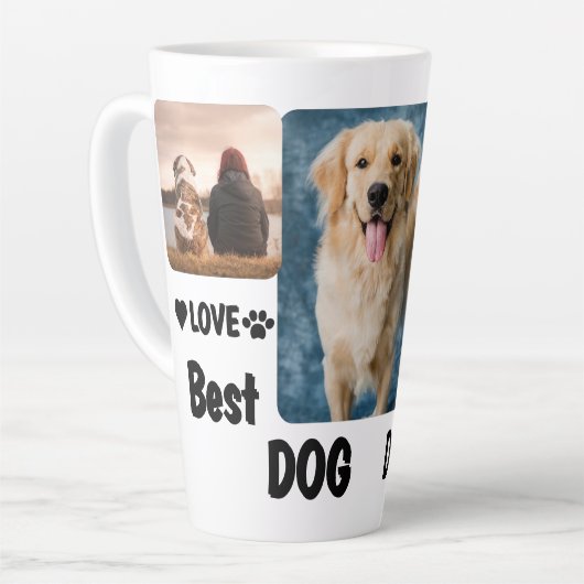 Beste hond papa ooit aangepaste moderne foto en ho latte mok (Linkerhoek)